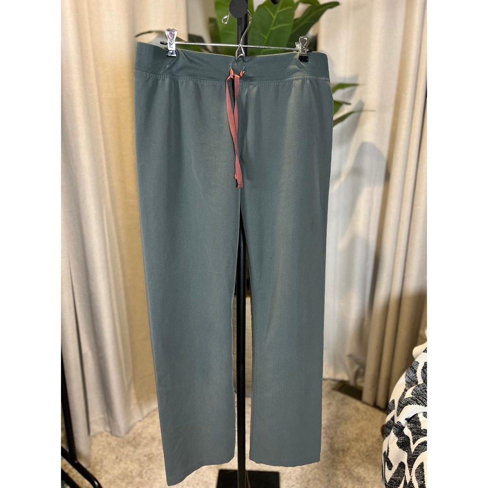 FIGS Technical Collection Olive Green Straight Leg Scrub Pants Medium Drawstring